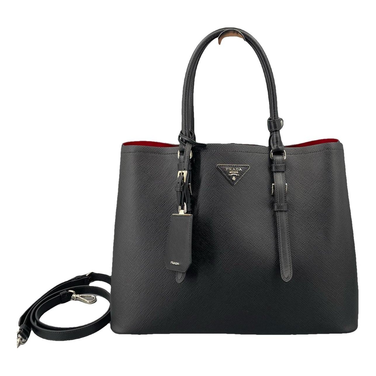 Double leather handbag