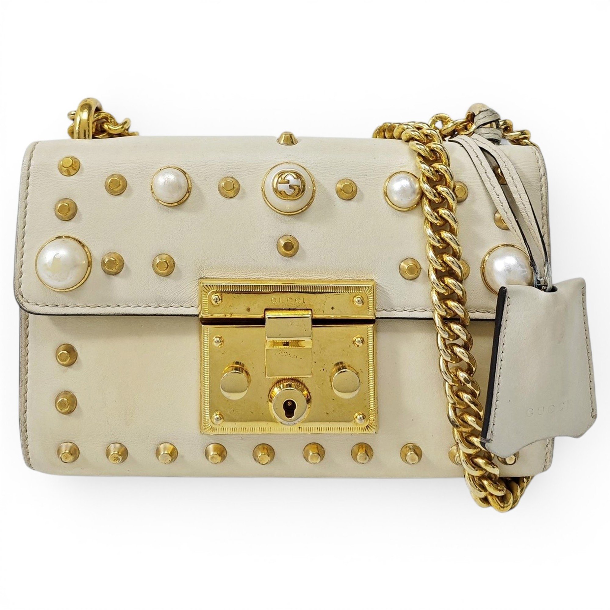 Padlock leather handbag