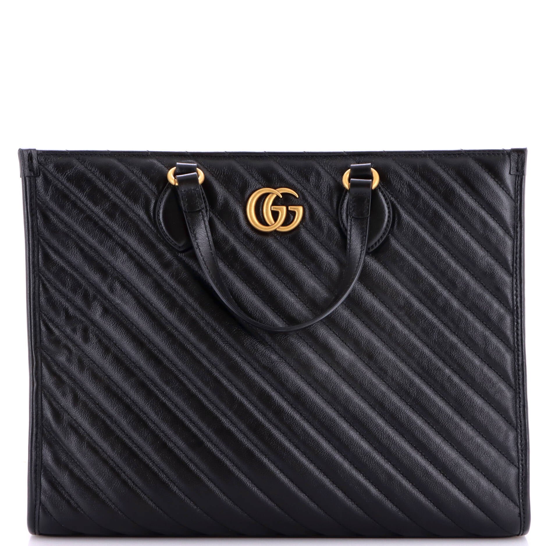 GG Marmont Shopping Tote Diagonal Quilted Leather Medium