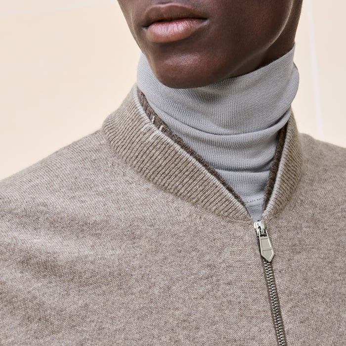 Tourbe Cashmere "Double Cotes H" Zipped Jacket