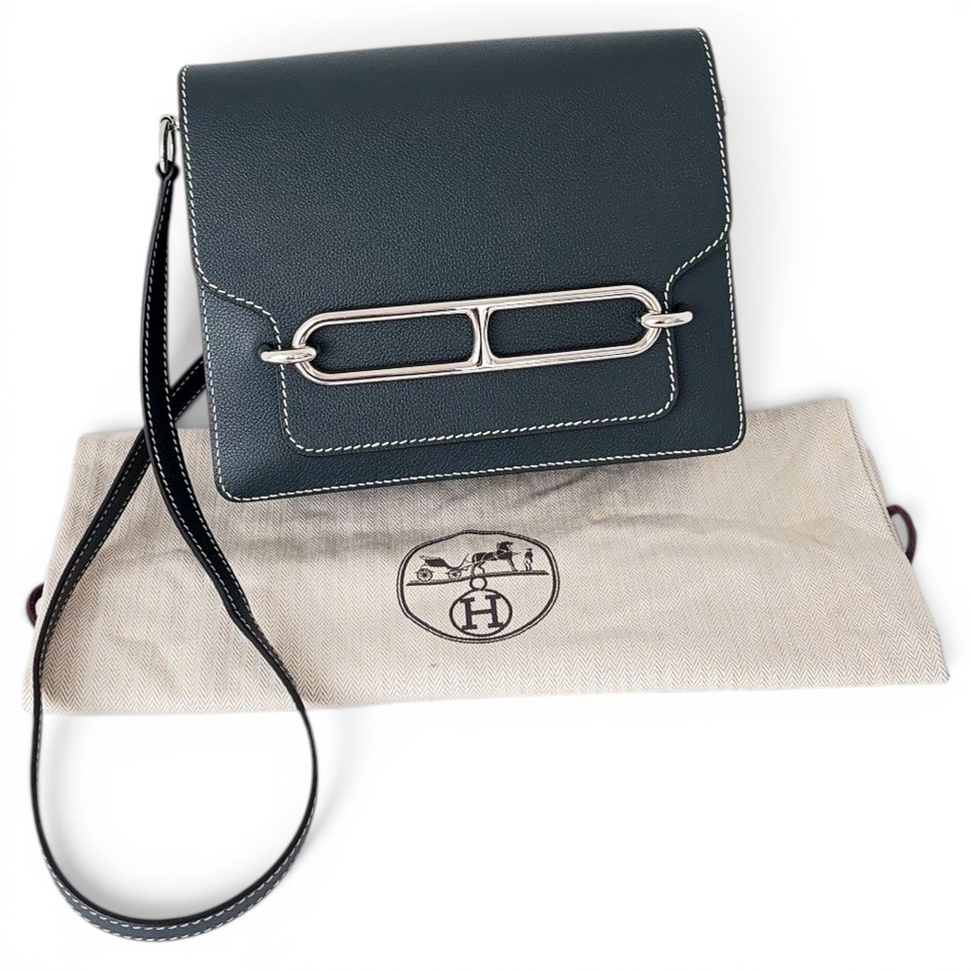 Hermes Roulis 23 Handbag Vert Anglais Evercolor Leather