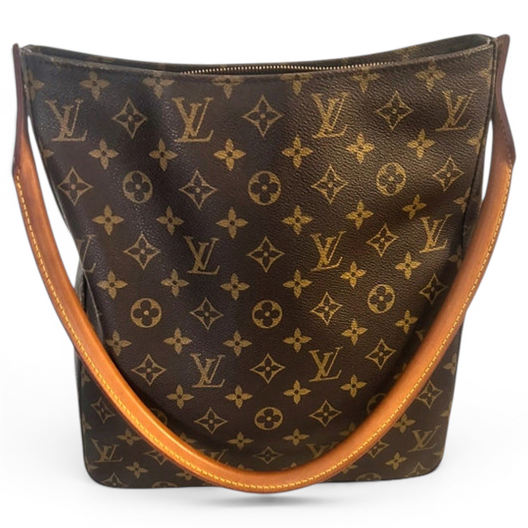 Looping leather handbag