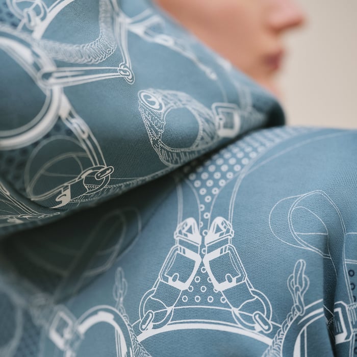 Bleu Arctique "Eperon d'Or Bandana" Oversized Zipped Hooded Jacket