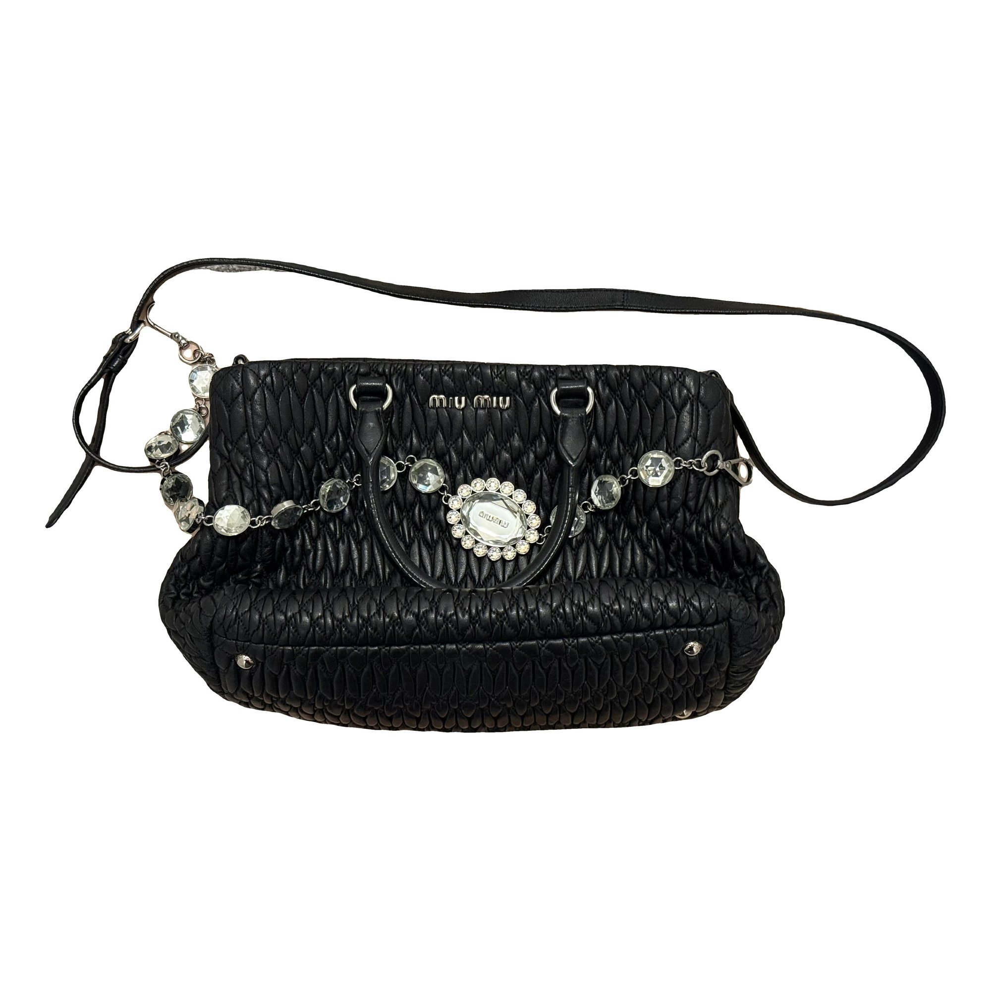 Miu Miu Miu Crystal leather tote