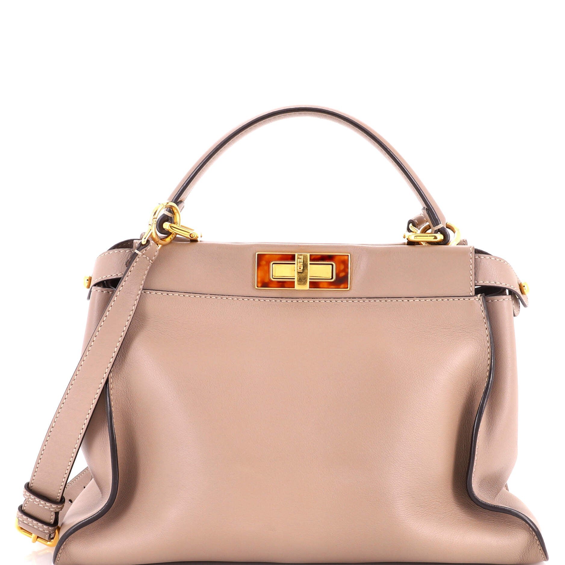 Peekaboo Bag Leather with Tortoise Detail Regular