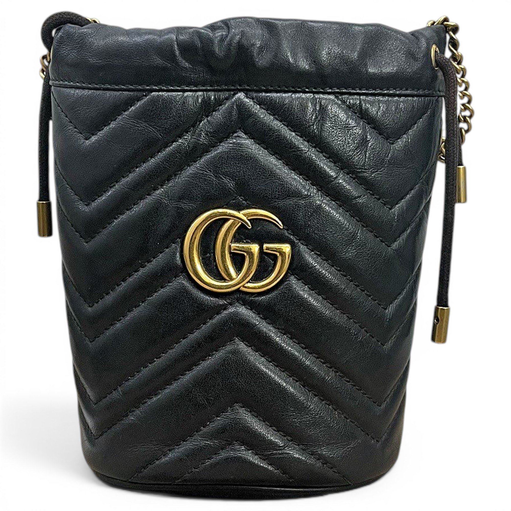 GG Marmont Chain Bucket pony-style calfskin crossbody bag