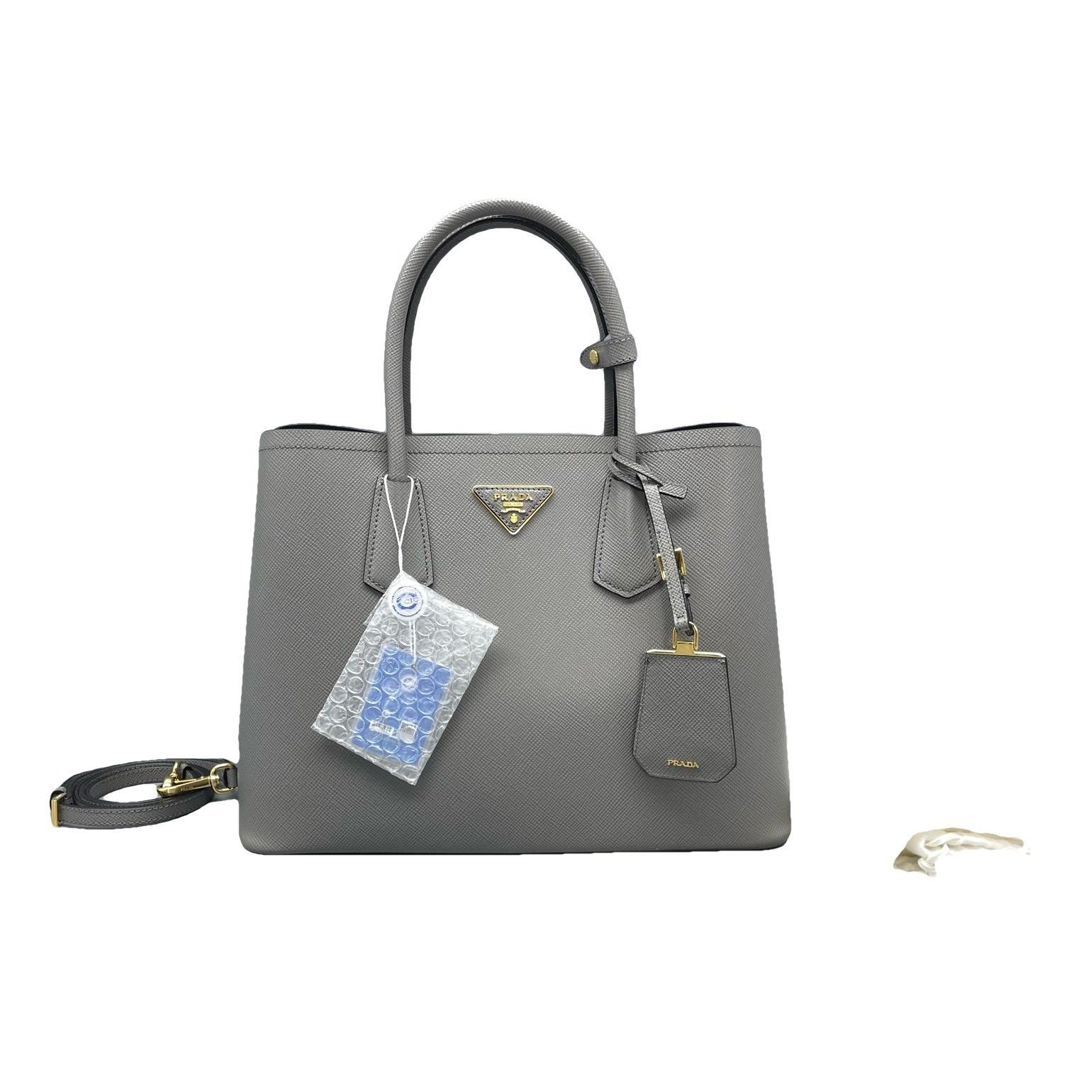 Double leather handbag