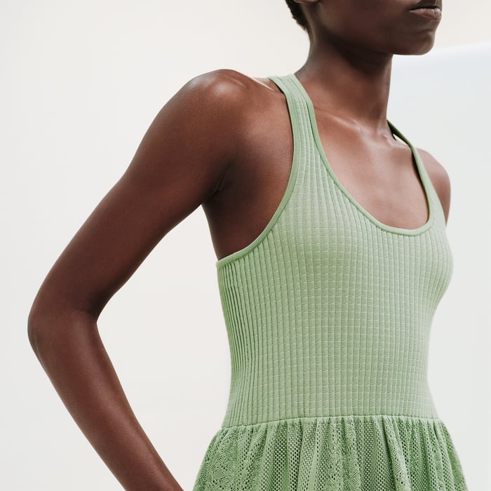 Vert Tendre "En Desordre a Fleurs" Draped Long Dress