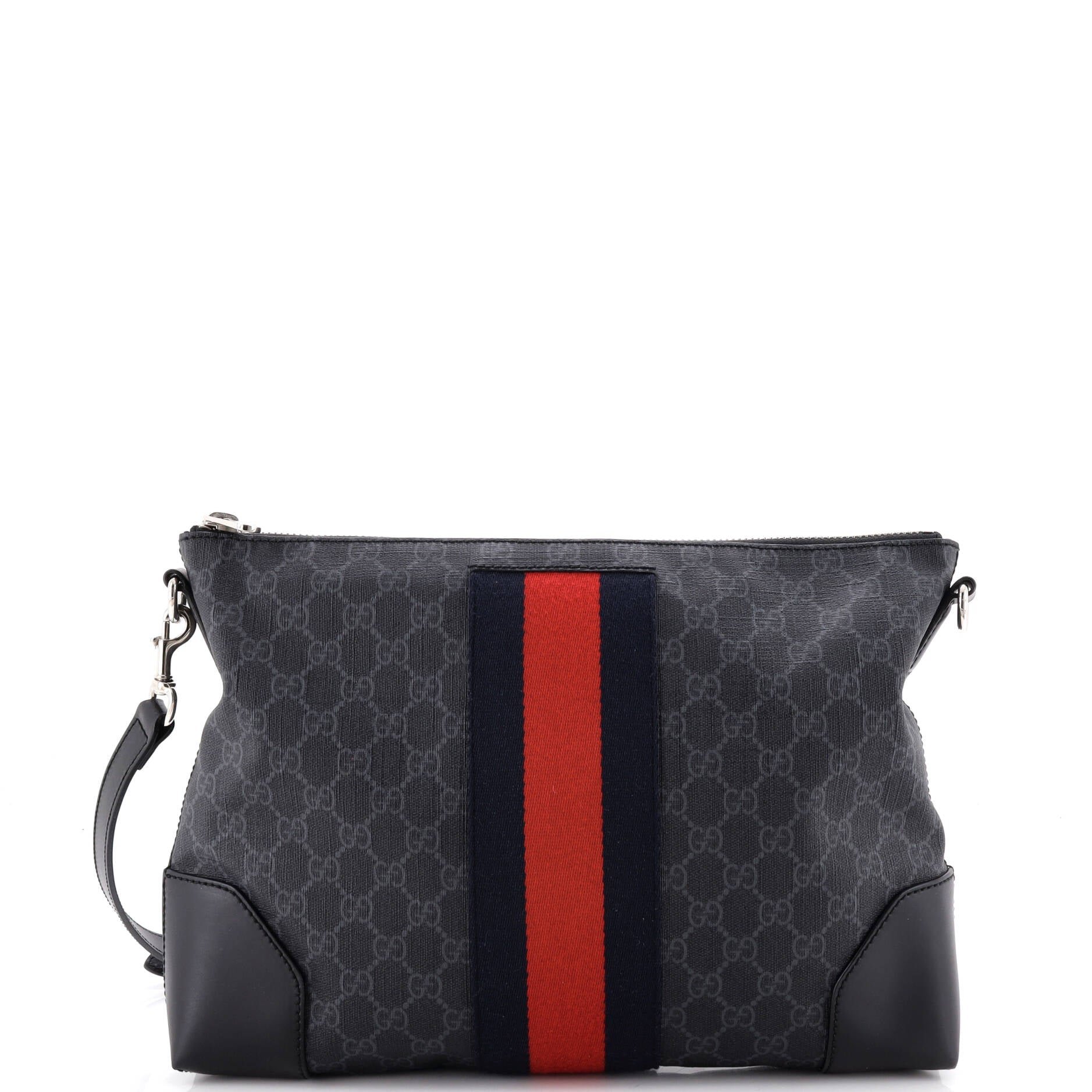 Web Zip Flat Messenger GG Coated Canvas Medium
