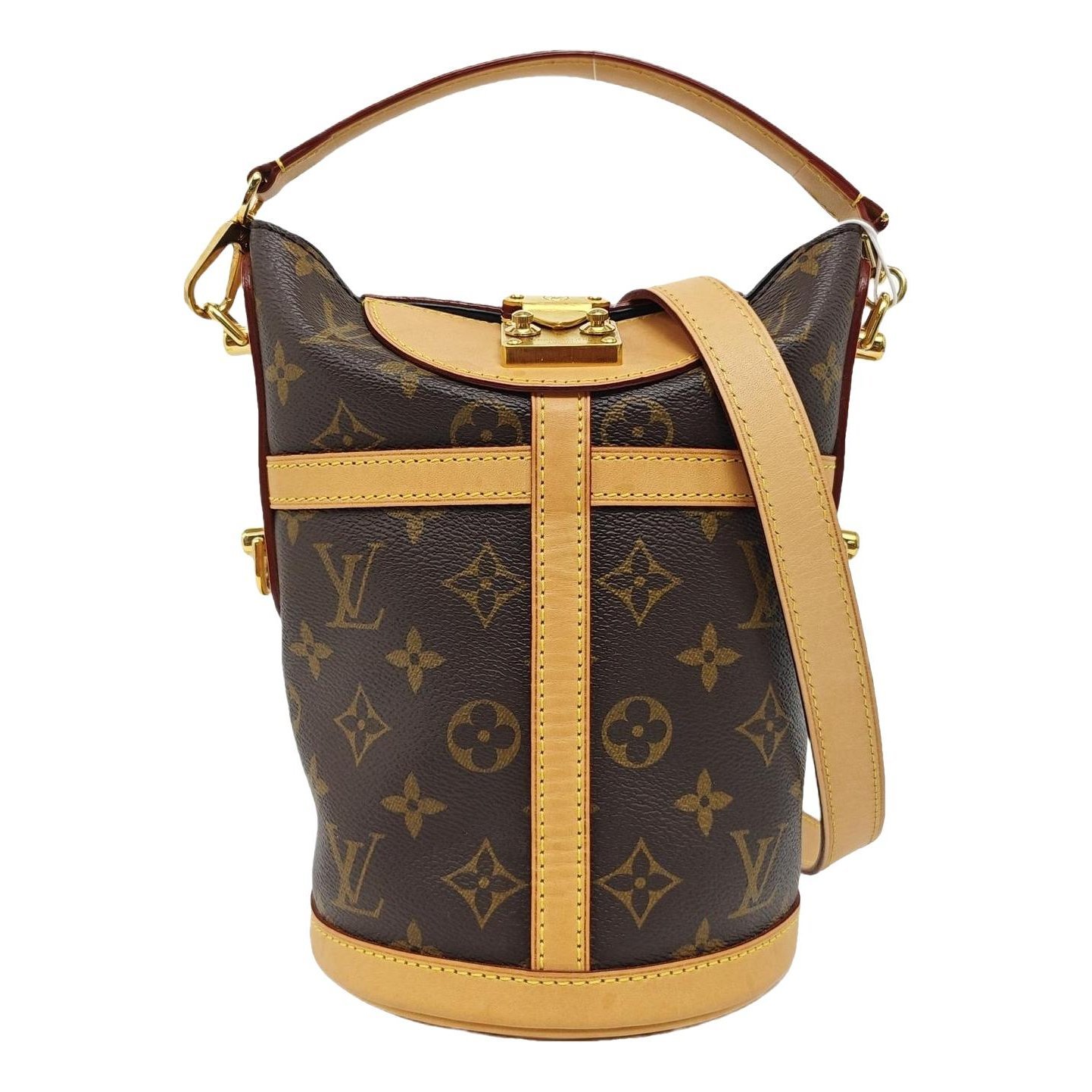 Duffle leather handbag