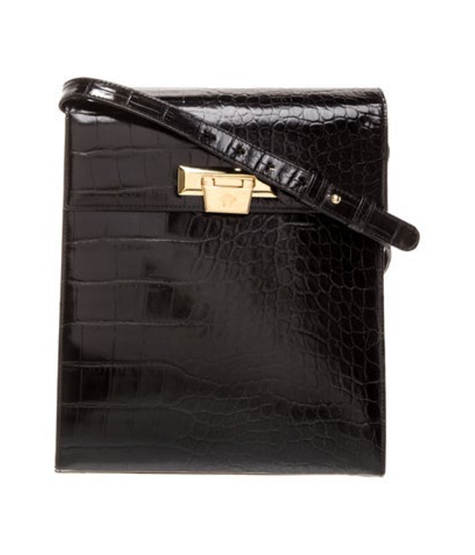 Versace Embossed Leather Shoulder Bag Vintage