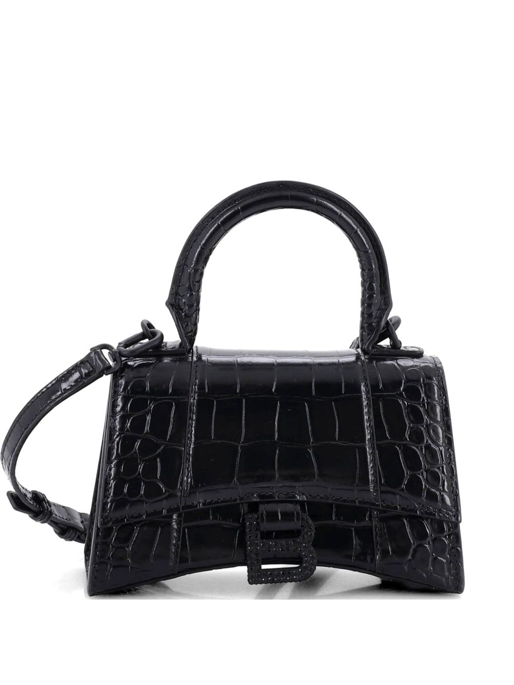 Balenciaga Hourglass Top Handle Bag Crocodile Embossed Leather XS satchel