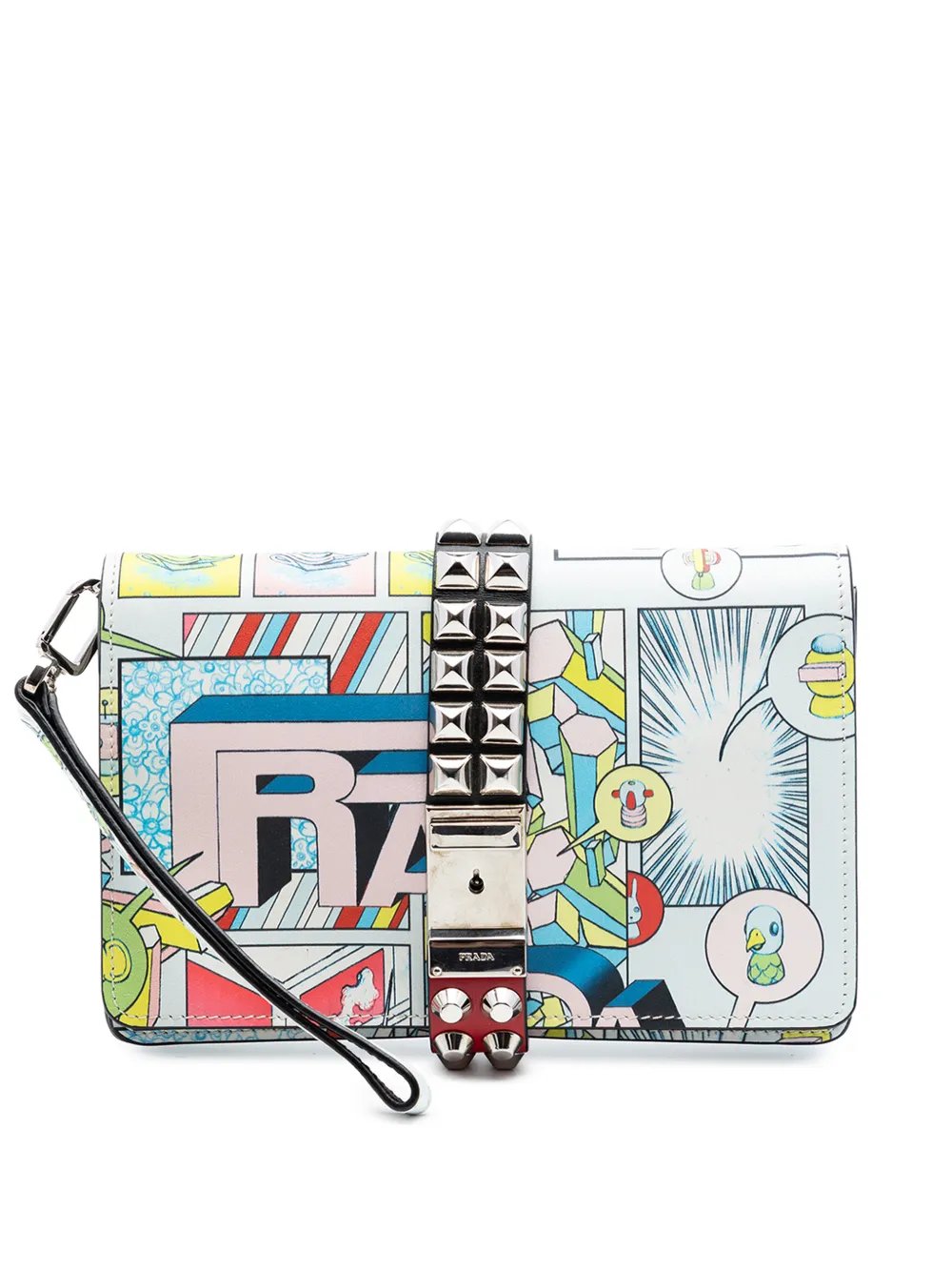 2010-2026 Comic Print Studded Leather Elektra clutch bag