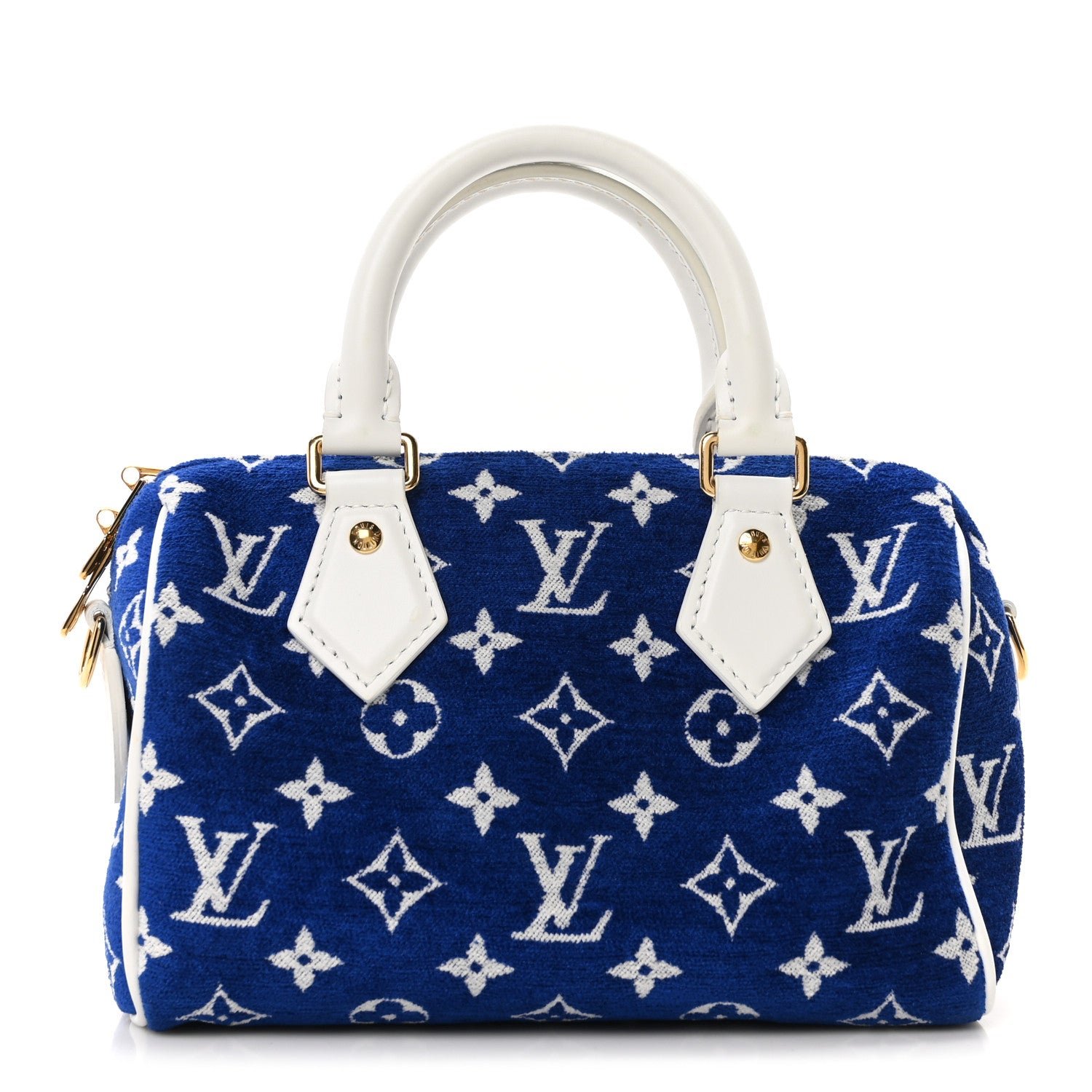Louis Vuitton Jacquard Velvet Monogram LV Match Speedy Bandouliere 20 Blue