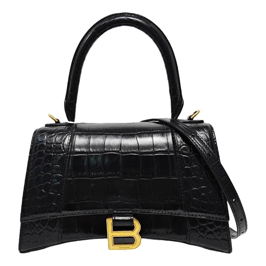 Hourglass leather handbag