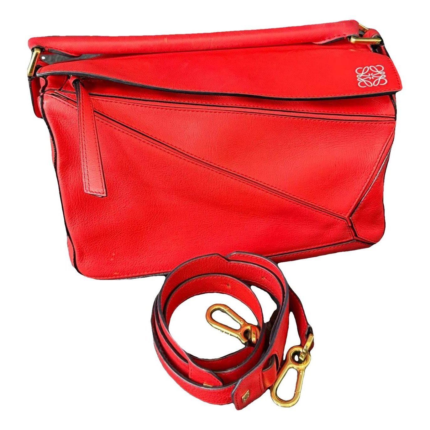 Puzzle leather handbag