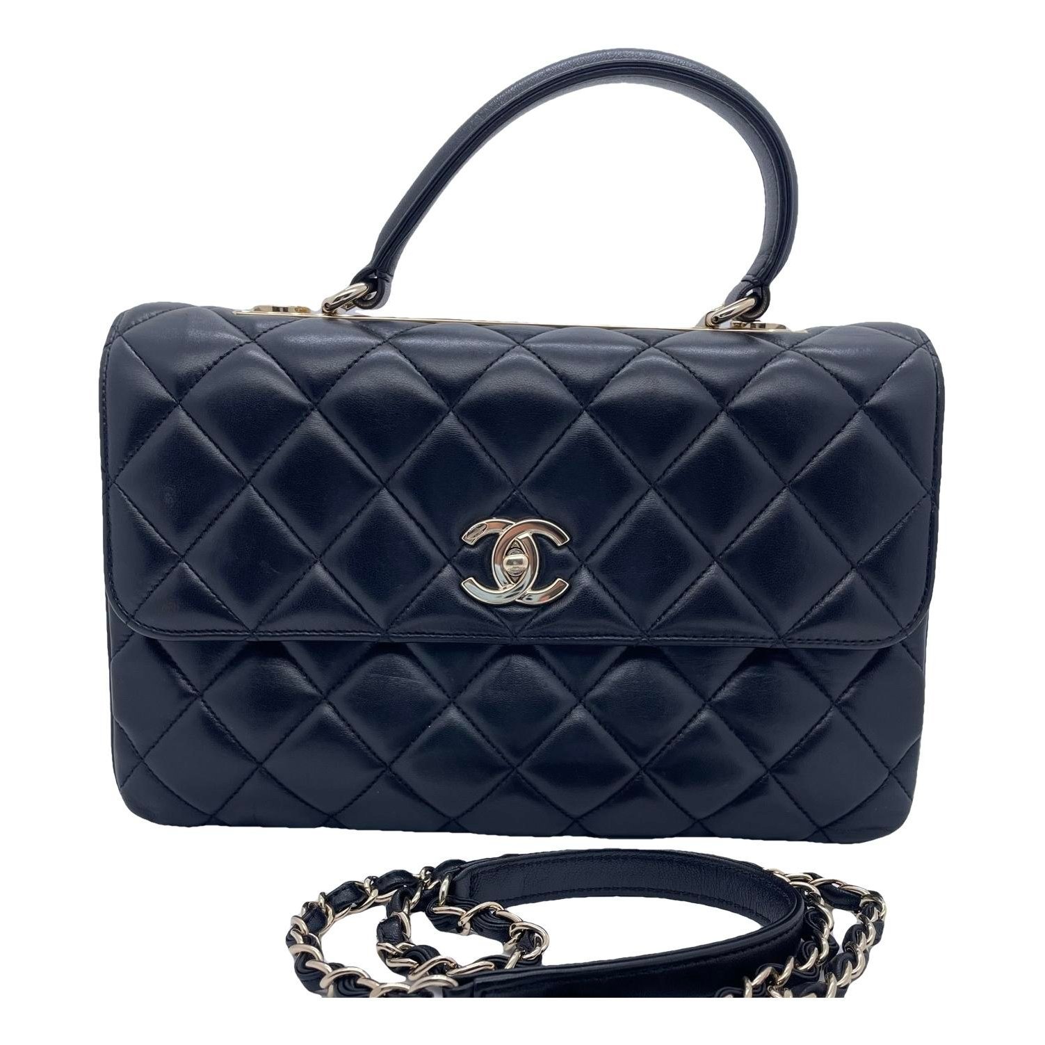 Trendy CC Top Handle leather handbag