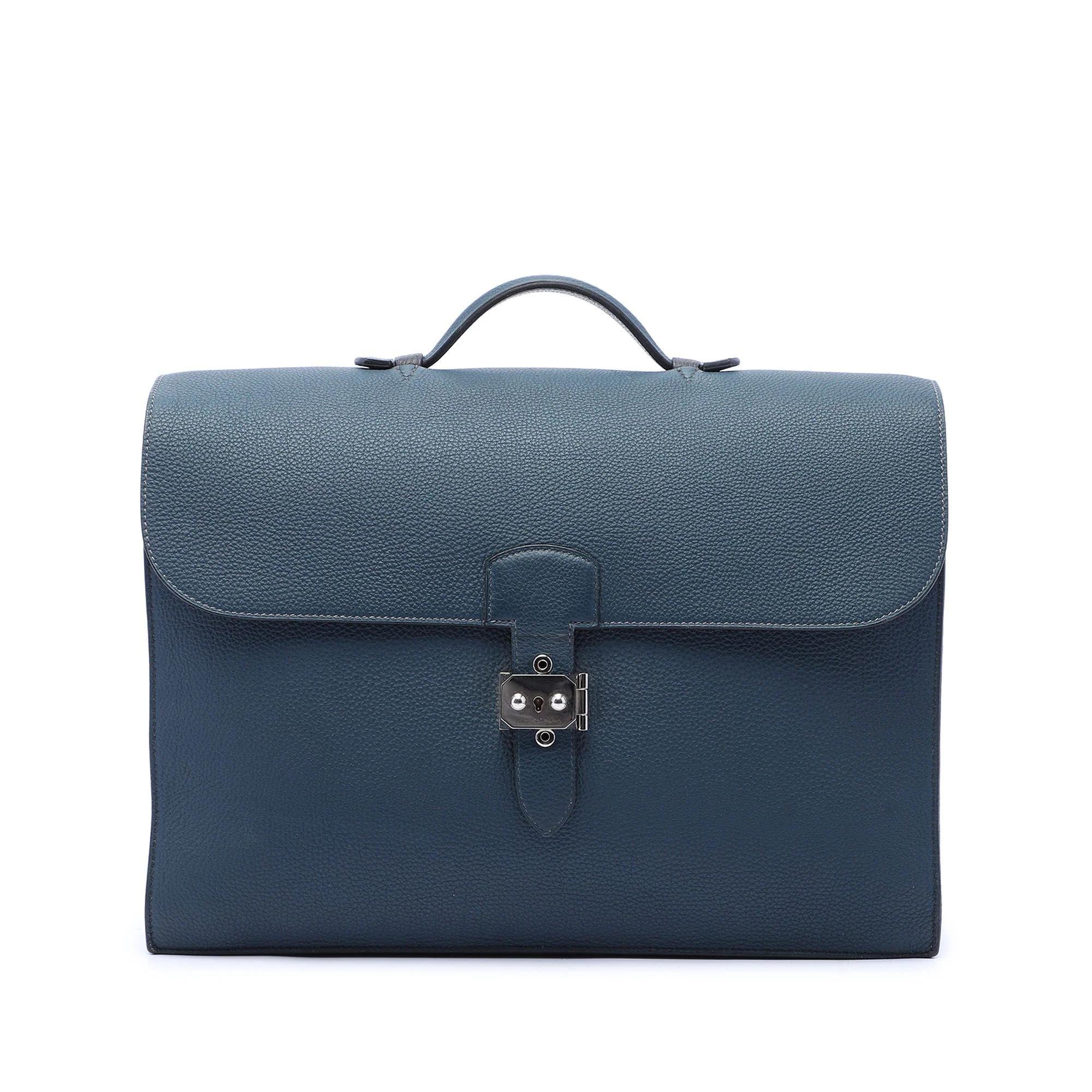 Hermes Sac à Dépêches Handbag Bleu De Prusse Togo Leather 2015