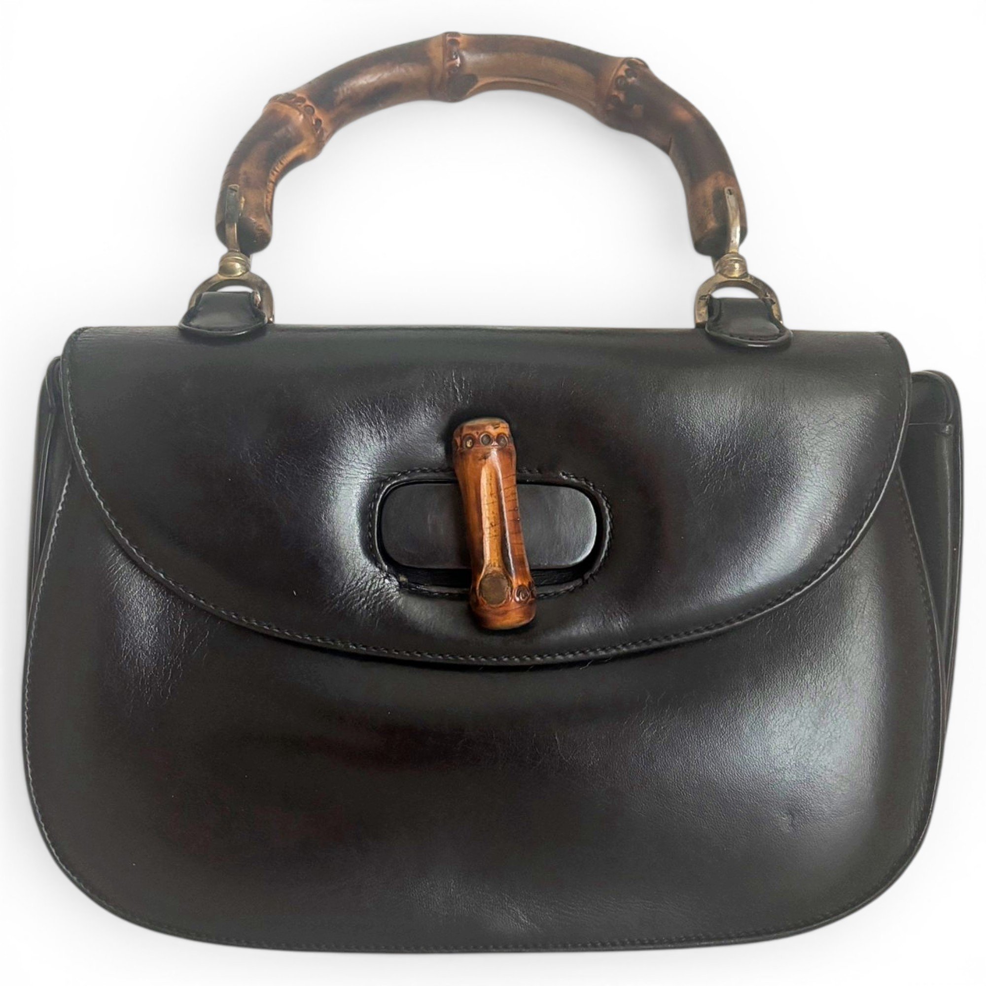 Convertible Bamboo Top Handle leather handbag