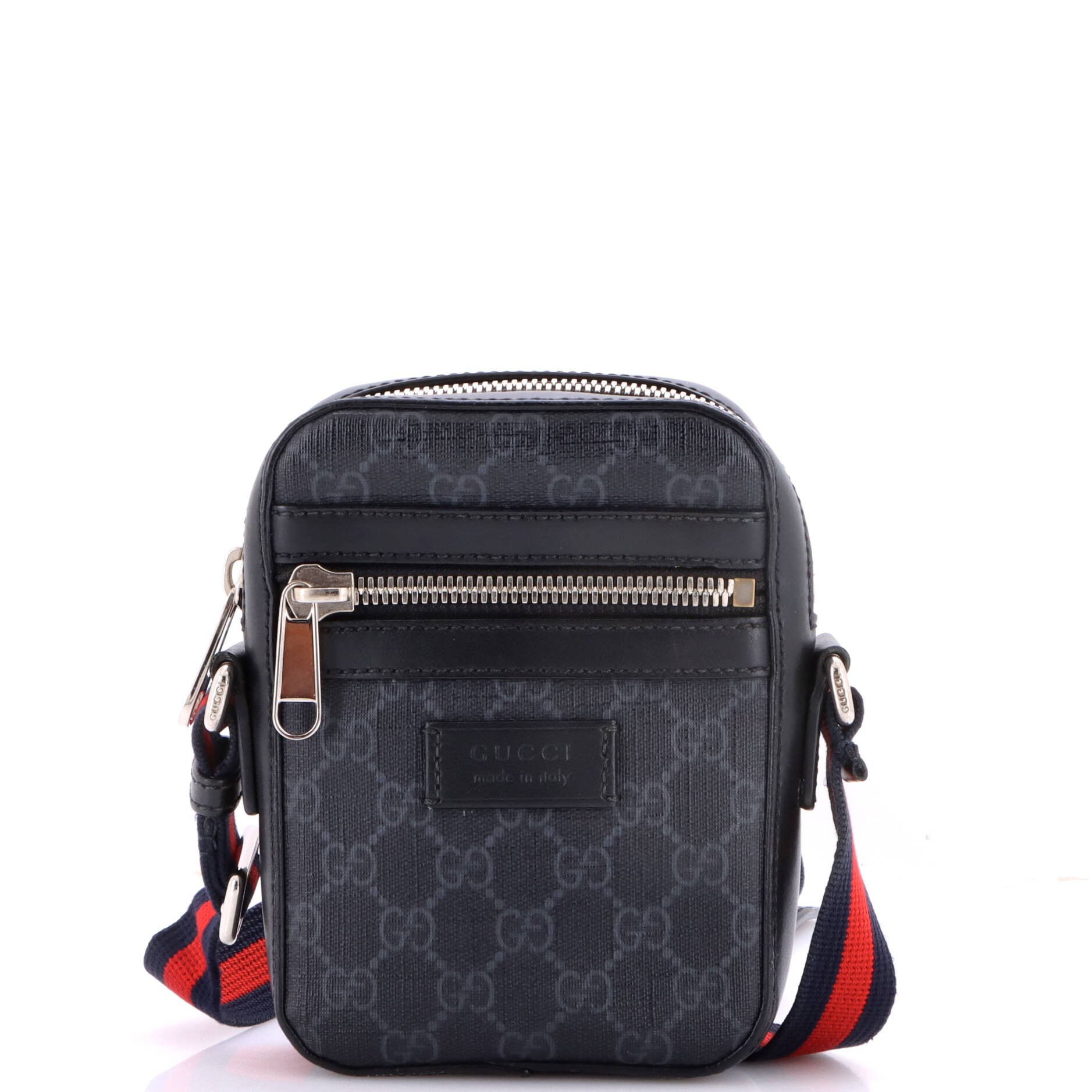 Web Strap Front Zip Messenger Bag GG Coated Canvas Mini