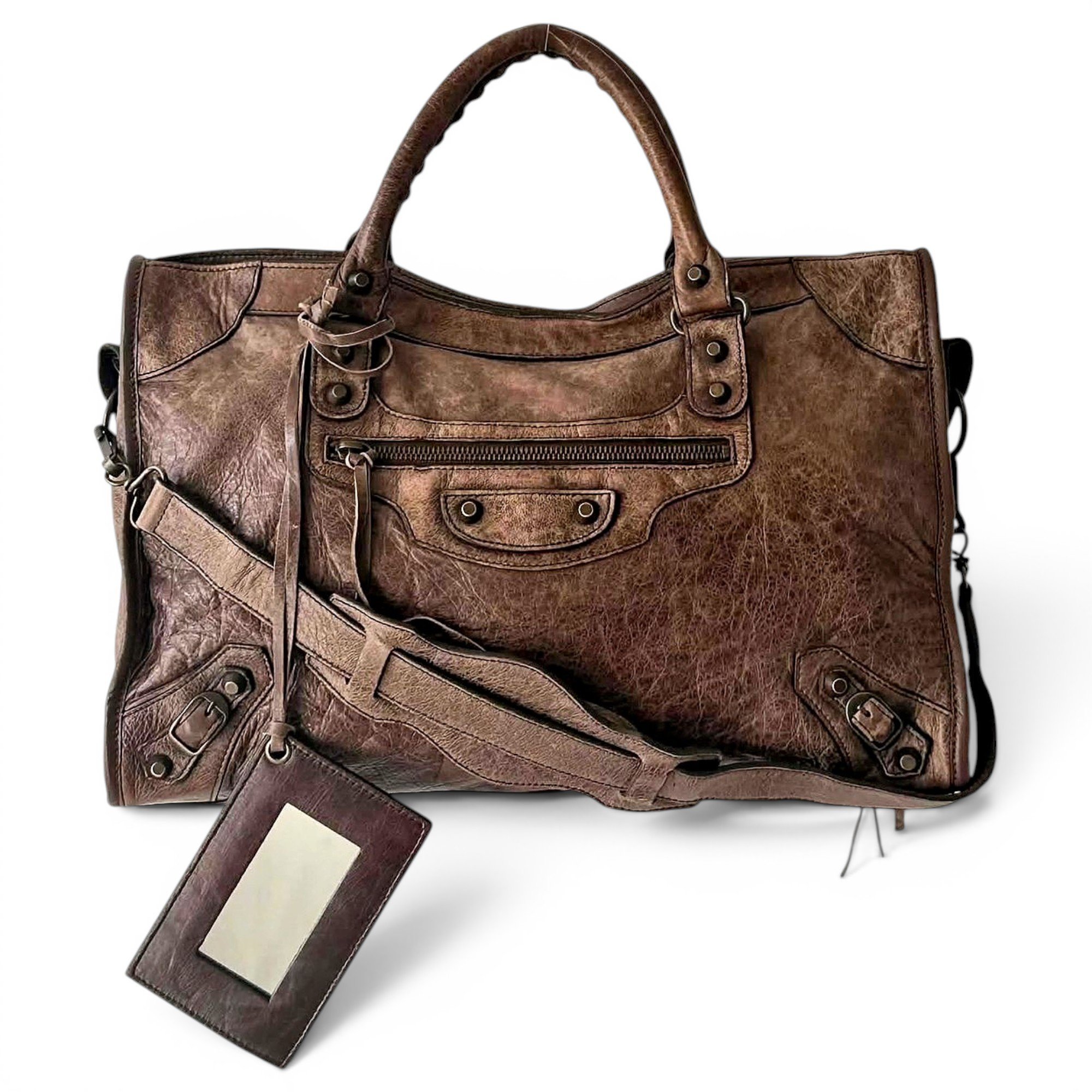 City leather handbag