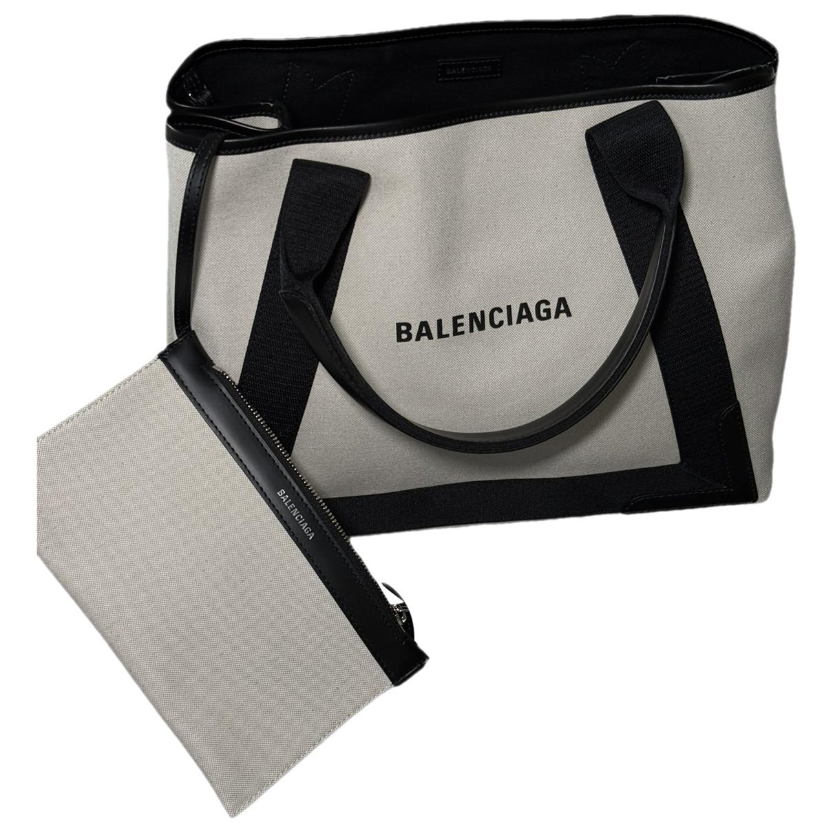 Navy cabas leather handbag
