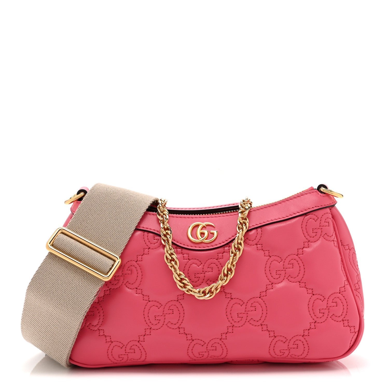 Gucci Calfskin GG Matelasse Chain Handbag Rhodamine Pink Natural