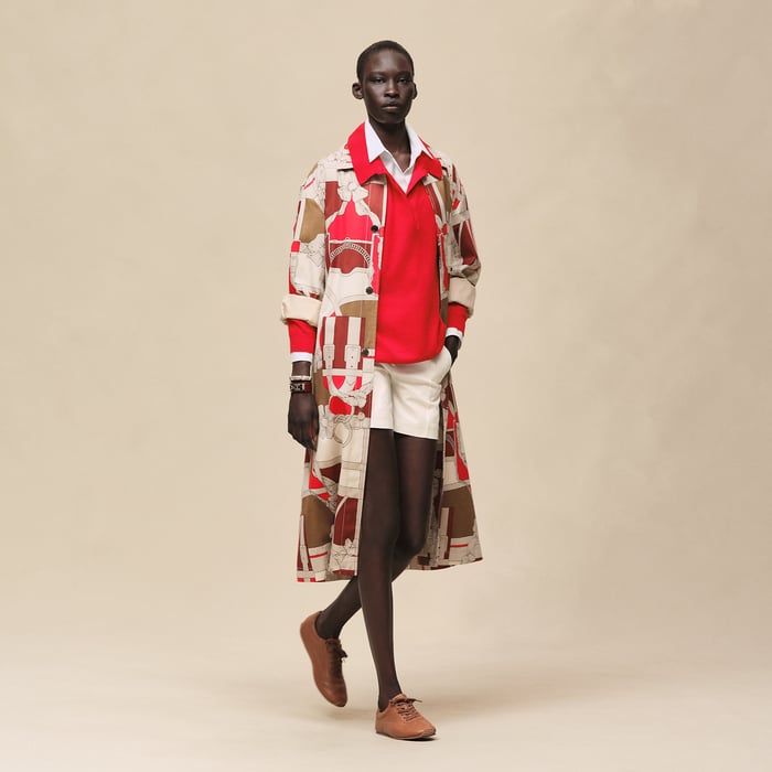 Beige Amande "Grand Manege" Long Trench Coat
