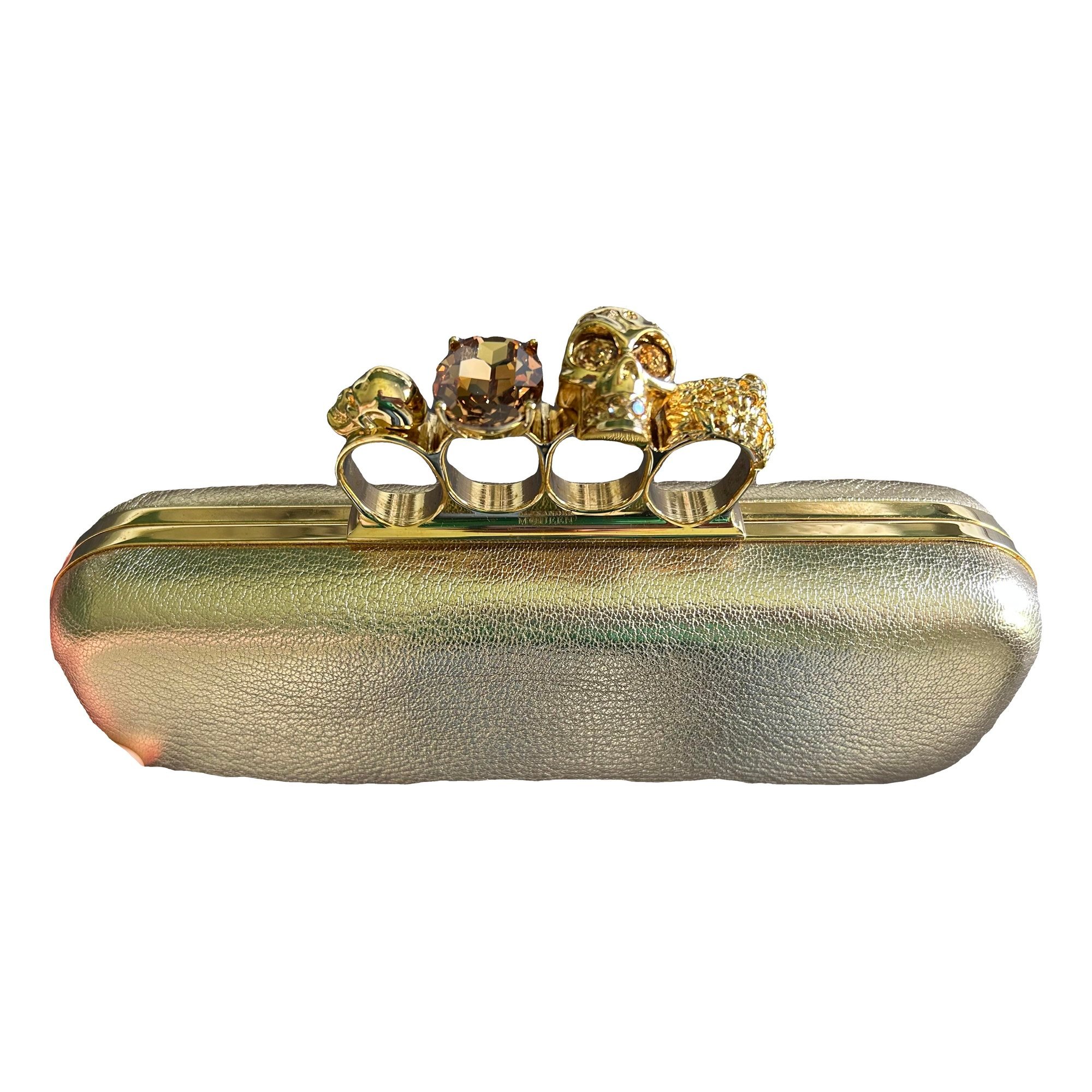 Knuckle leather clutch bag