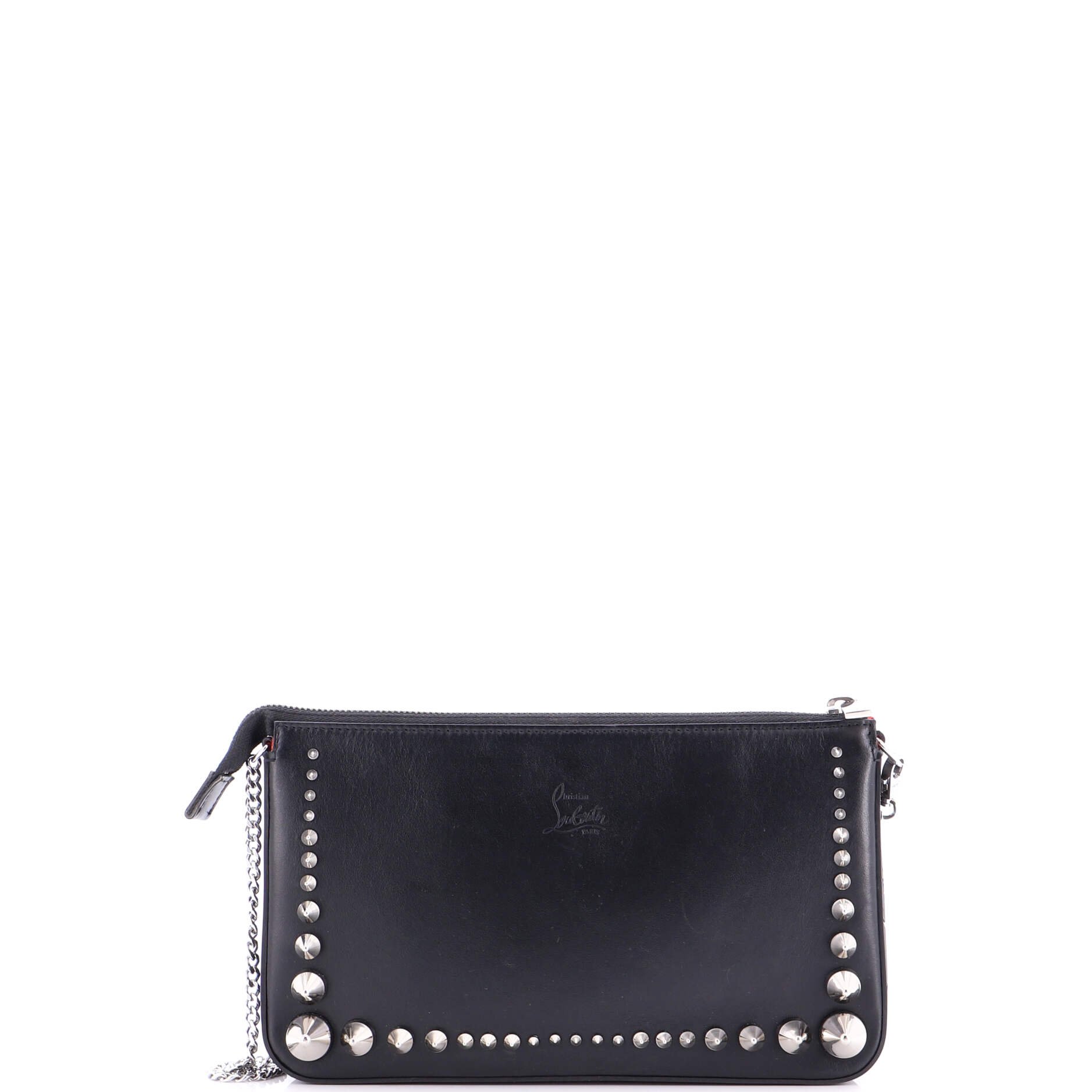 Christian Louboutin Loubila Chain Clutch Spiked Leather