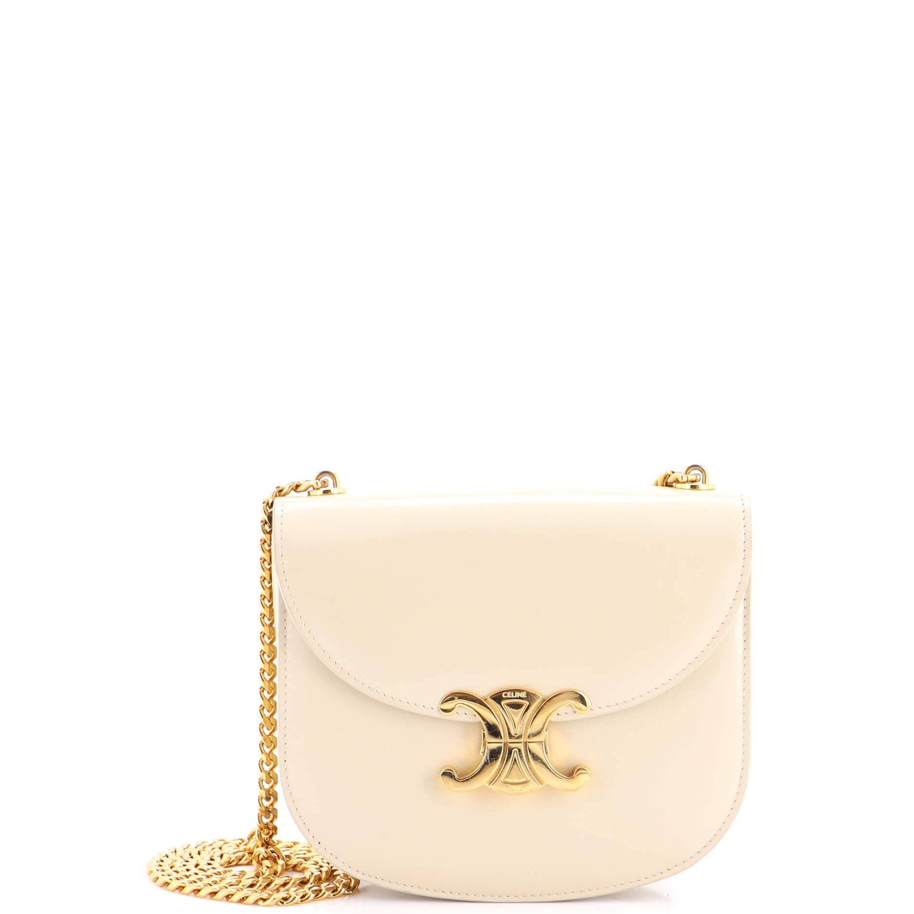 Triomphe Besace Clea Chain Flap Bag Leather