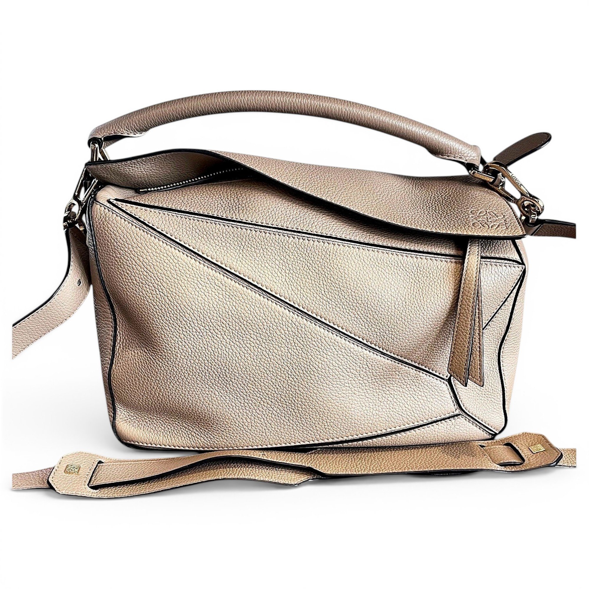 Puzzle leather handbag