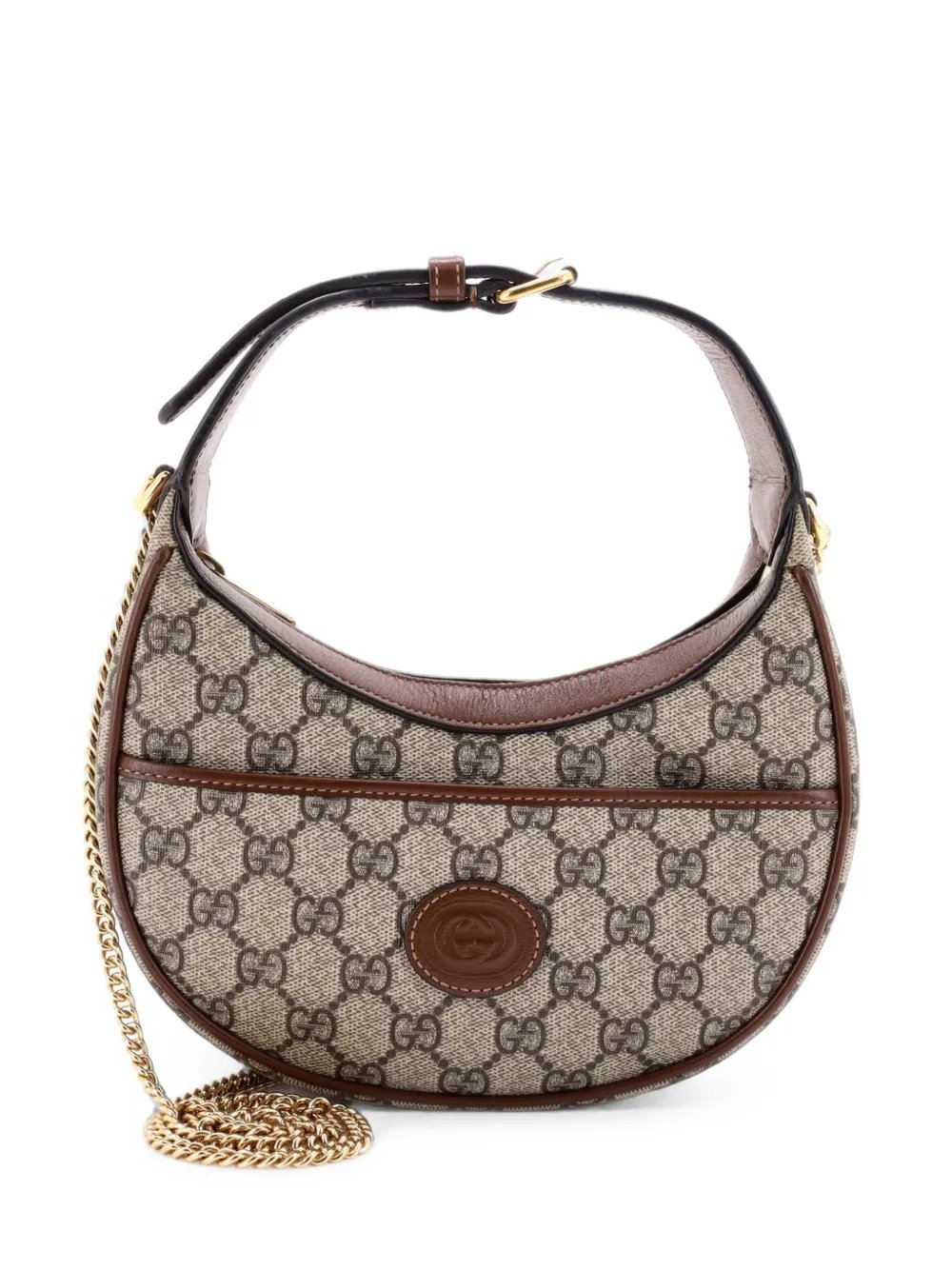 Interlocking G Patch Half Moon GG Coated Canvas Mini hobo bag