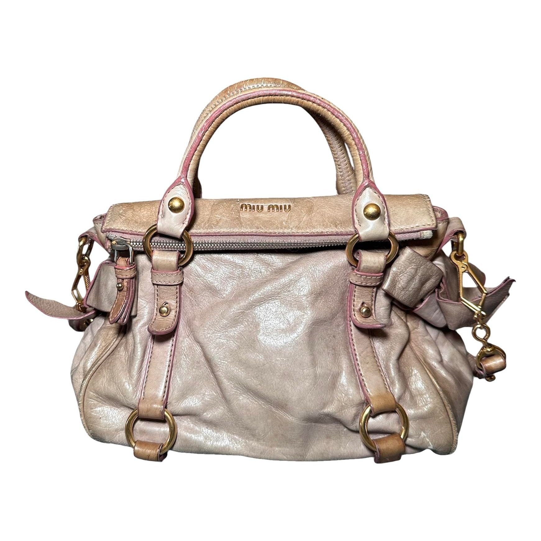 Bow bag leather handbag