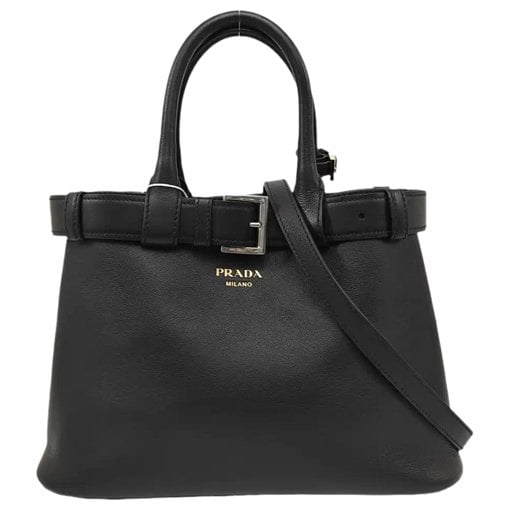 Buckle leather handbag