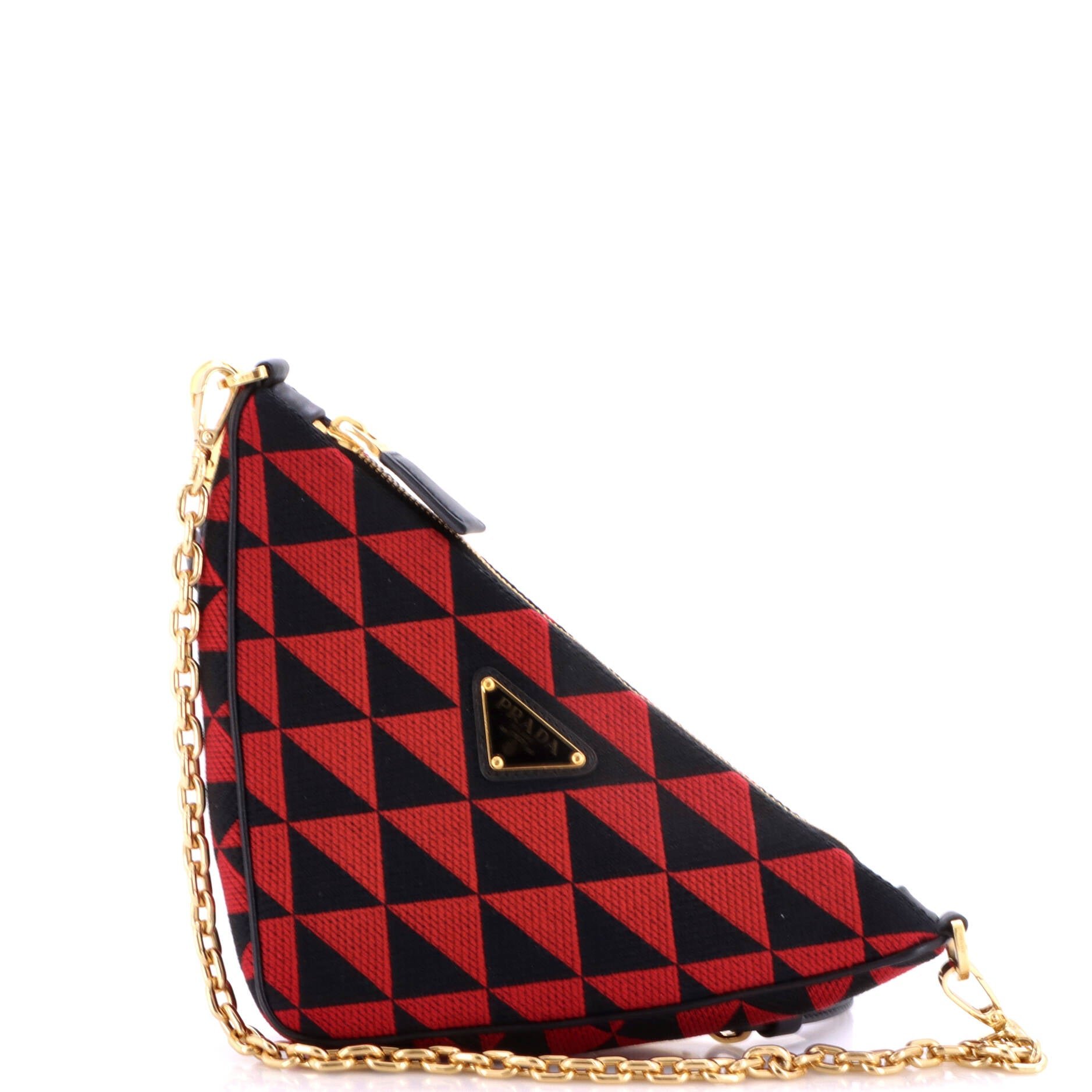 Symbole Triangle Bag Leather and Jacquard Mini