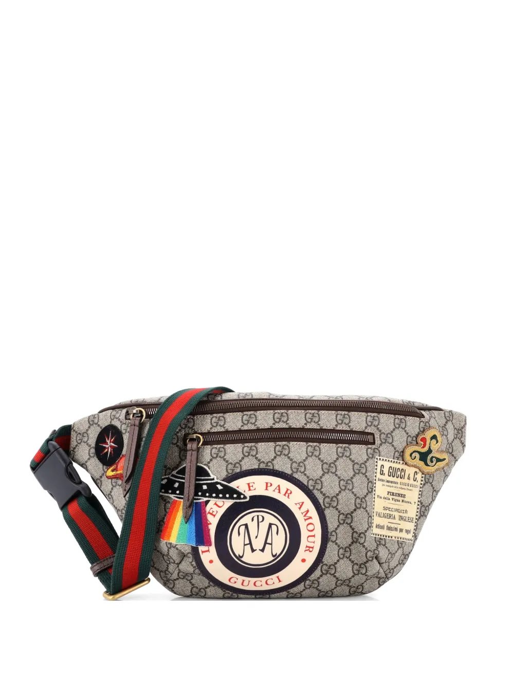 Courrier Zip GG Coated Canvas with Applique belt bag