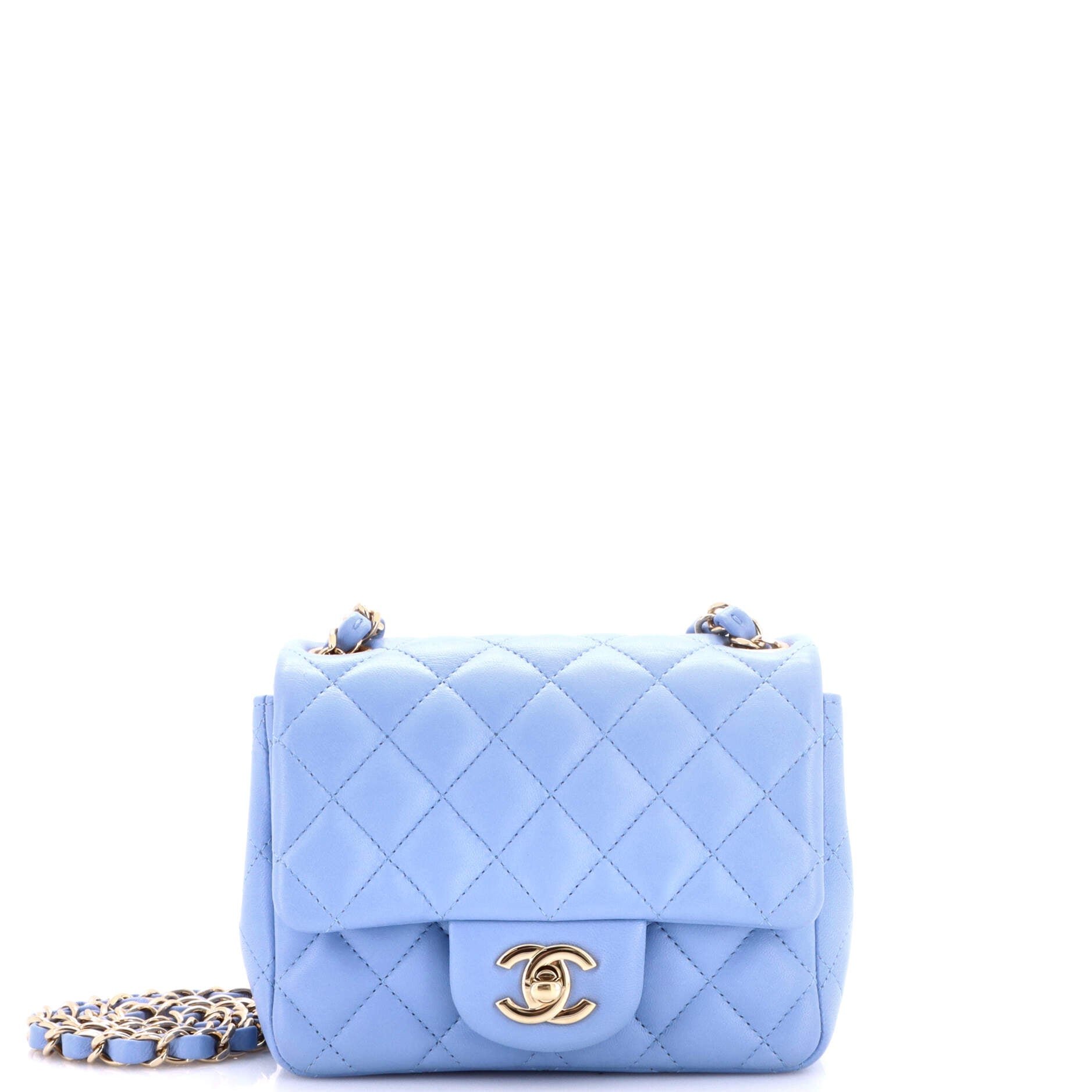 Square Classic Single Flap Bag Quilted Lambskin Mini