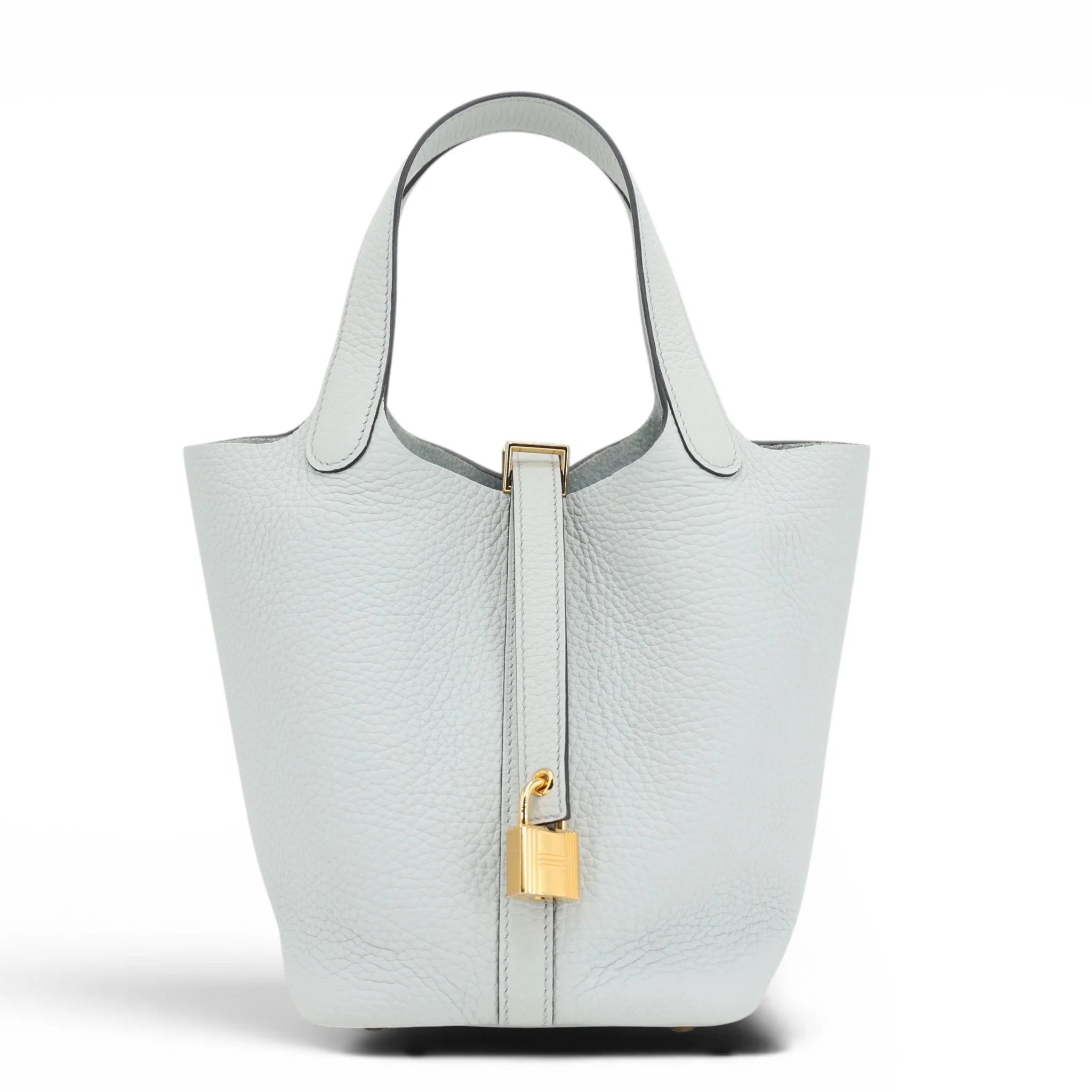 Unused ( Rank NS ) HERMÈS Picotin Lock PM Bleu Pale (08) Clemence Gold hardware B (2023)