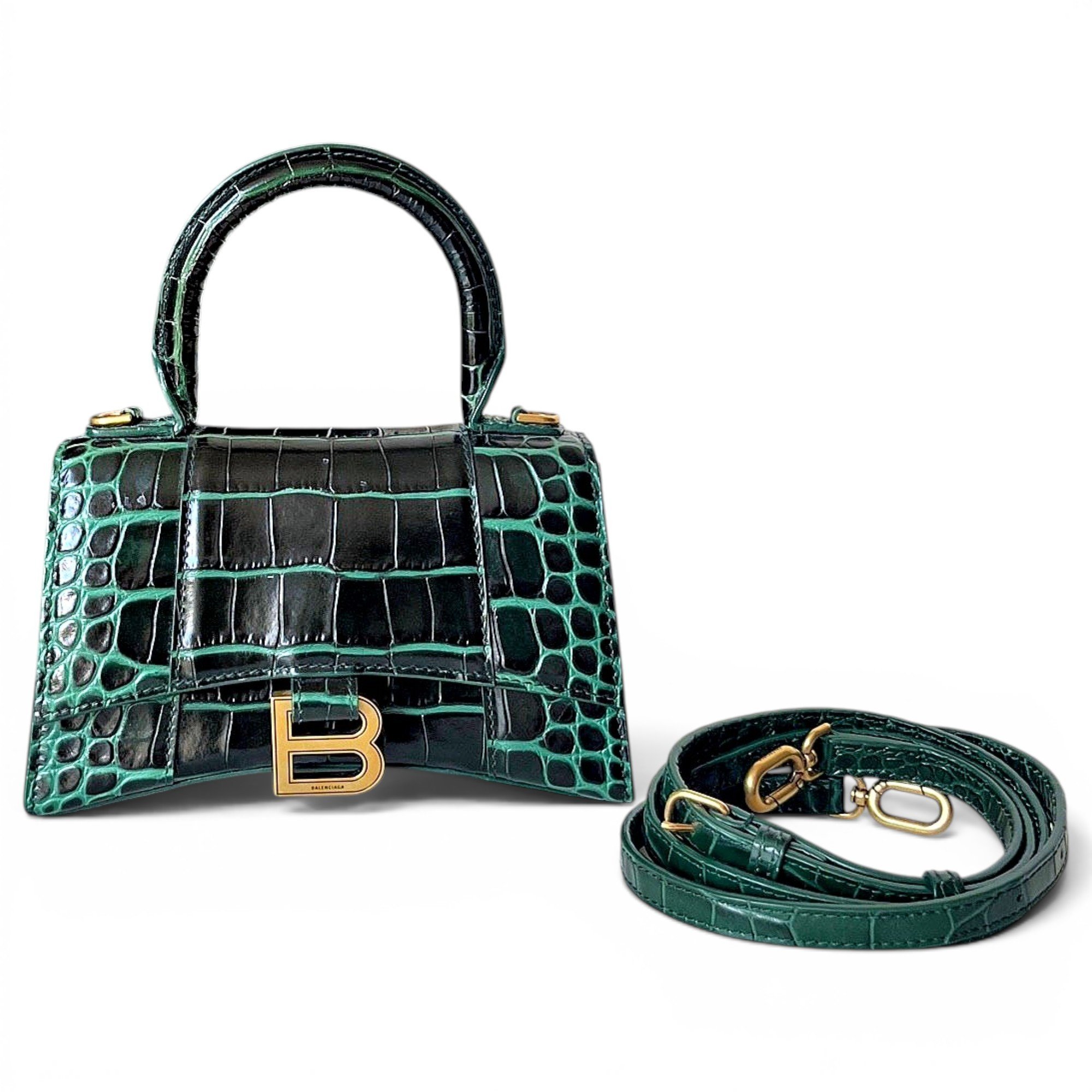 Hourglass leather handbag