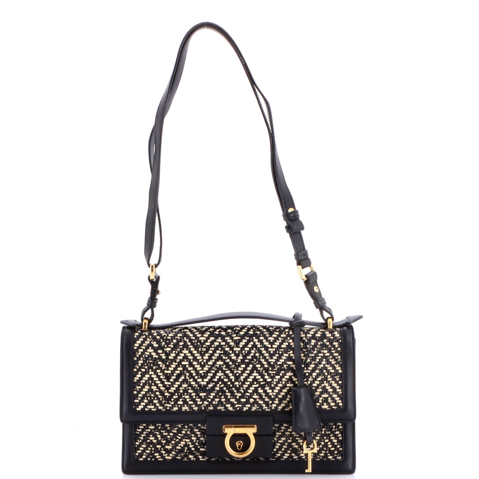 Ferragamo Aileen Shoulder Bag Woven Leather Medium