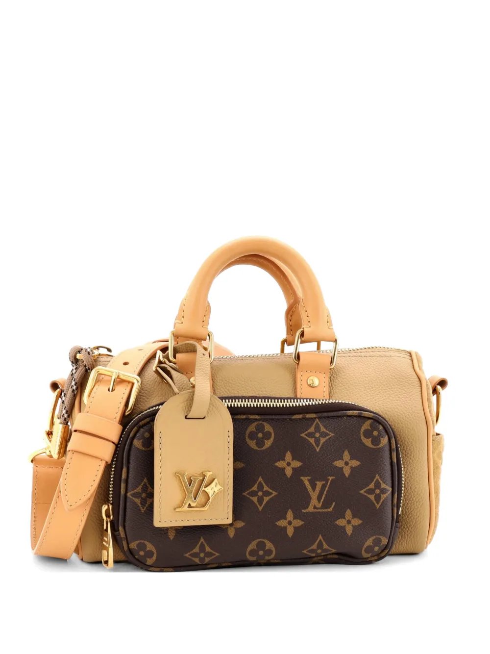 Cargo Keepall Bandouliere Bag Suede with Monogram Canvas 25 crossbody bag