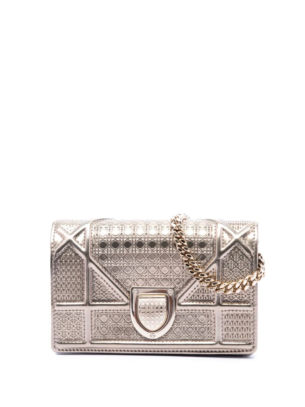 2016 Metallic Patent Microcannage Diorama Wallet on Chain crossbody bag