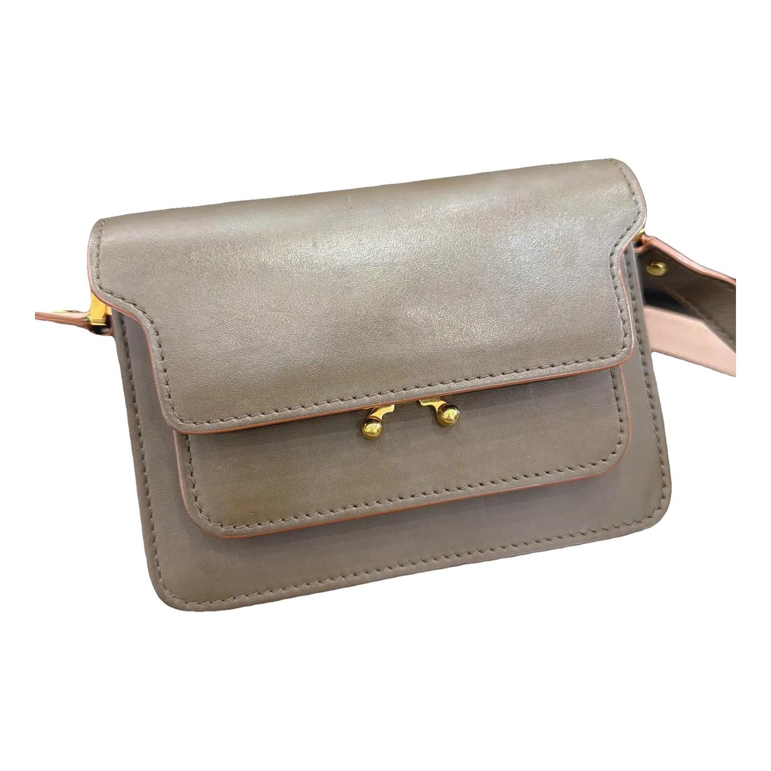 Trunk leather crossbody bag