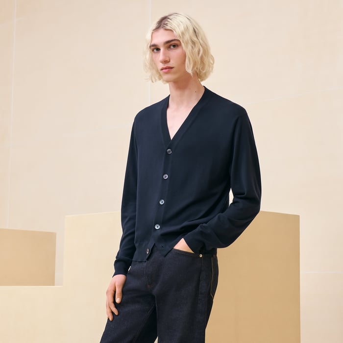 Marine "Detail H" Buttoned Cardigan