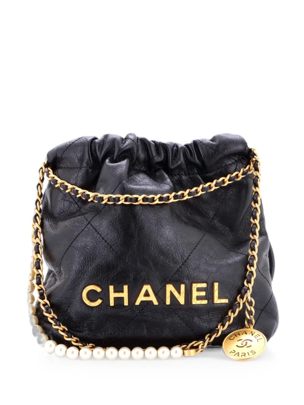 22 Chain Hobo Quilted Calfskin with Pearl Chain Mini crossbody bag