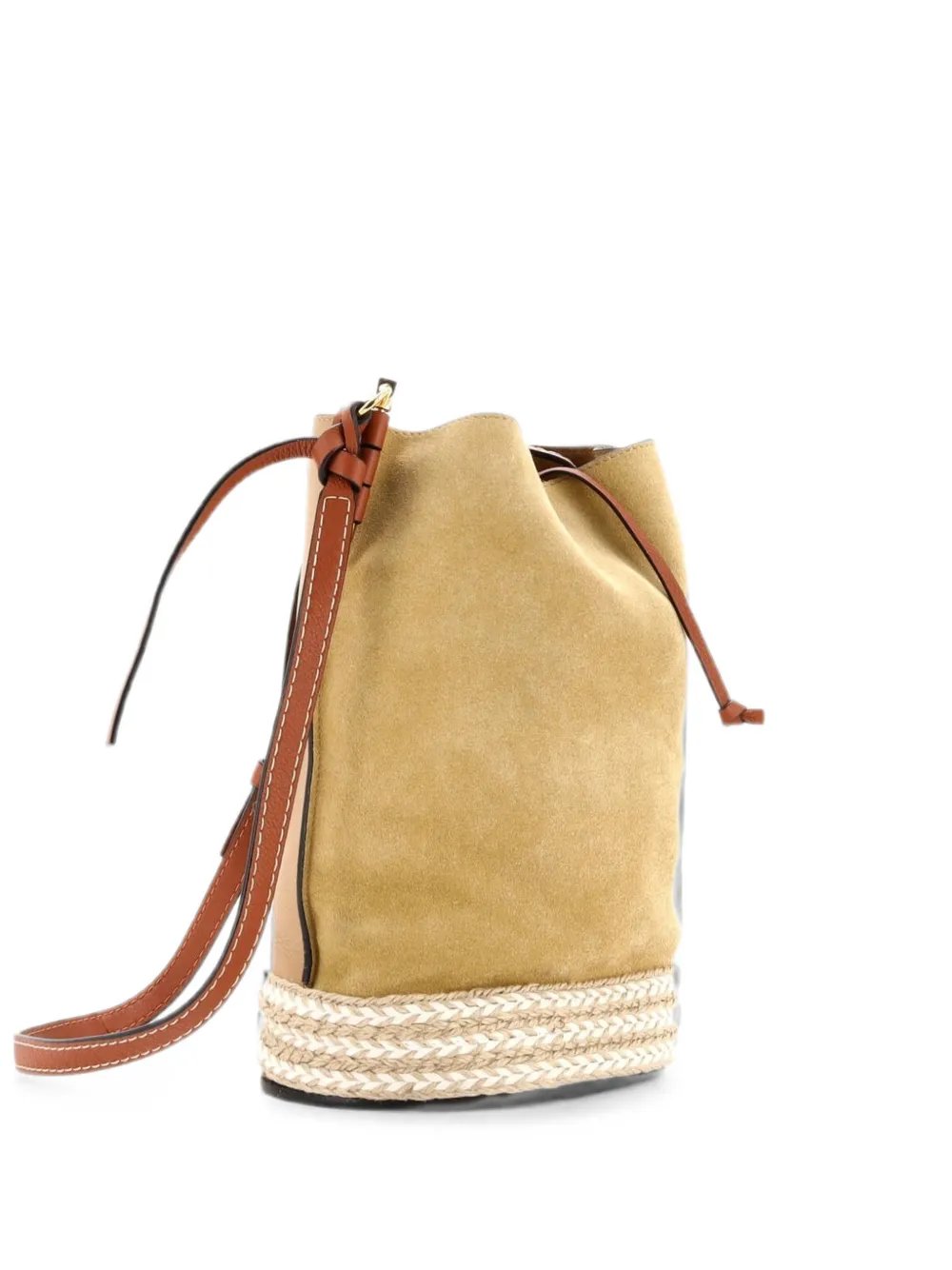 Gate Leather and Suede with Raffia Medium bucket bag