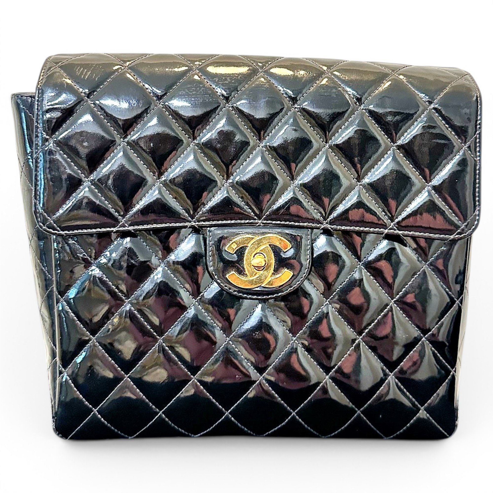 Patent leather backpack