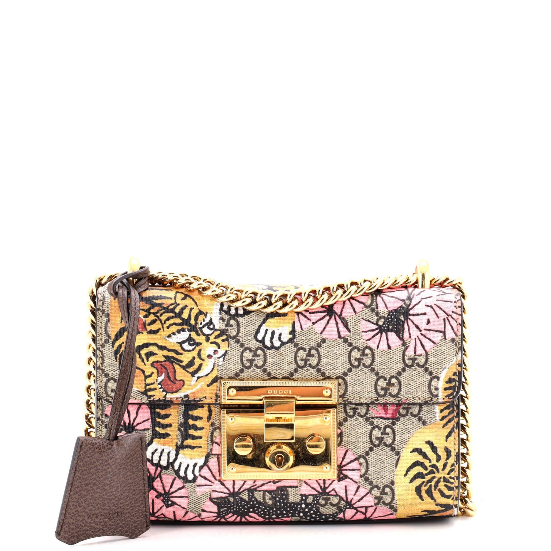 Padlock Shoulder Bag Bengal Print GG Coated Canvas Small