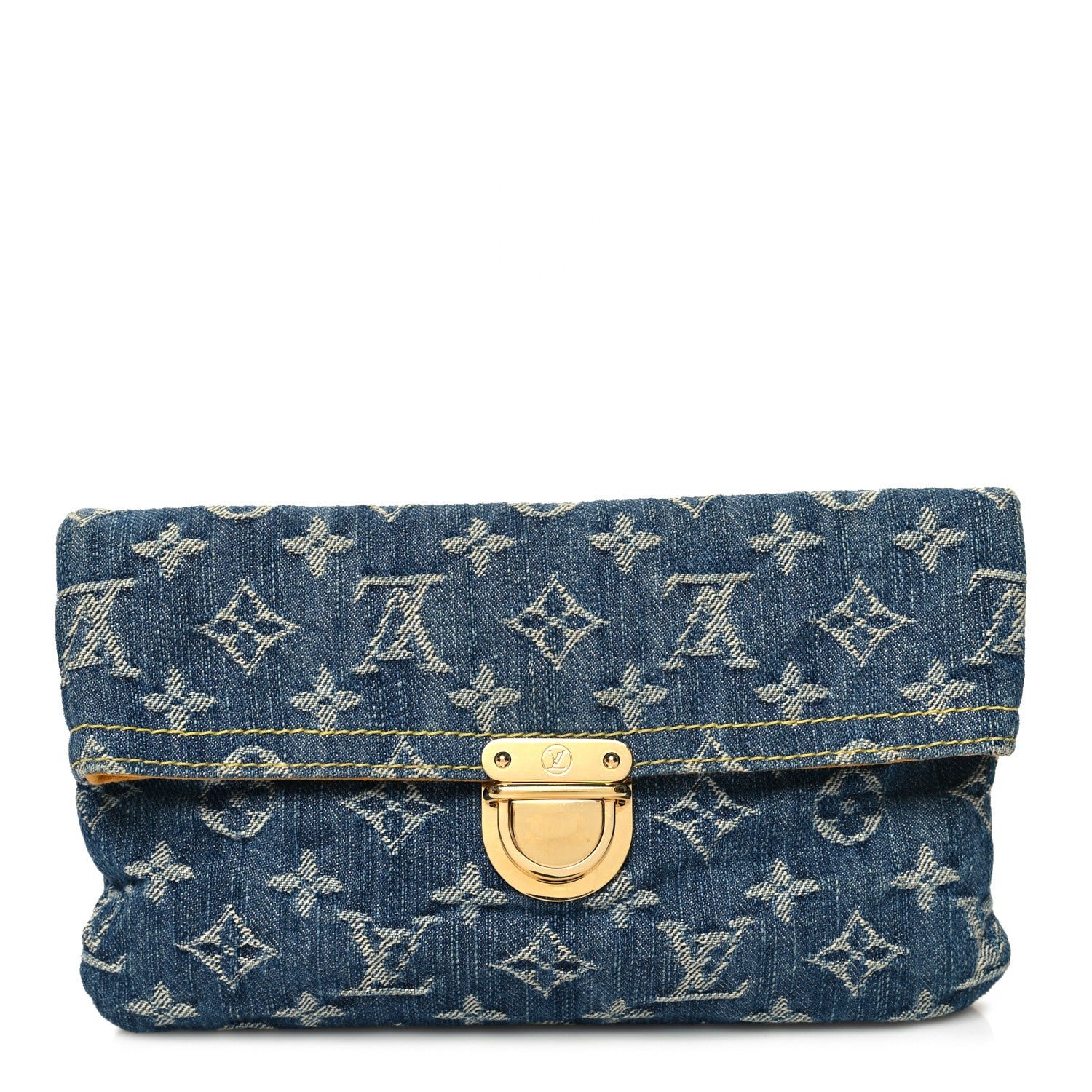 Louis Vuitton Monogram Denim Pochette Plat Clutch Blue